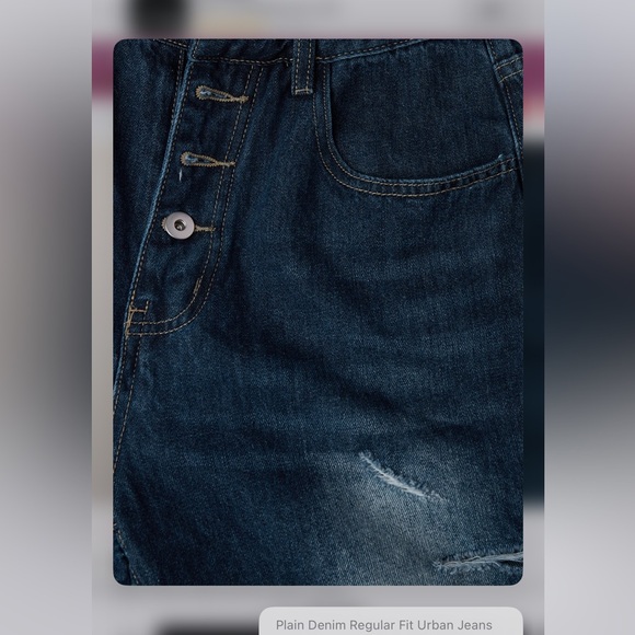 Plain Denim Regular Fit Urban Jeans - Picture 3 of 9